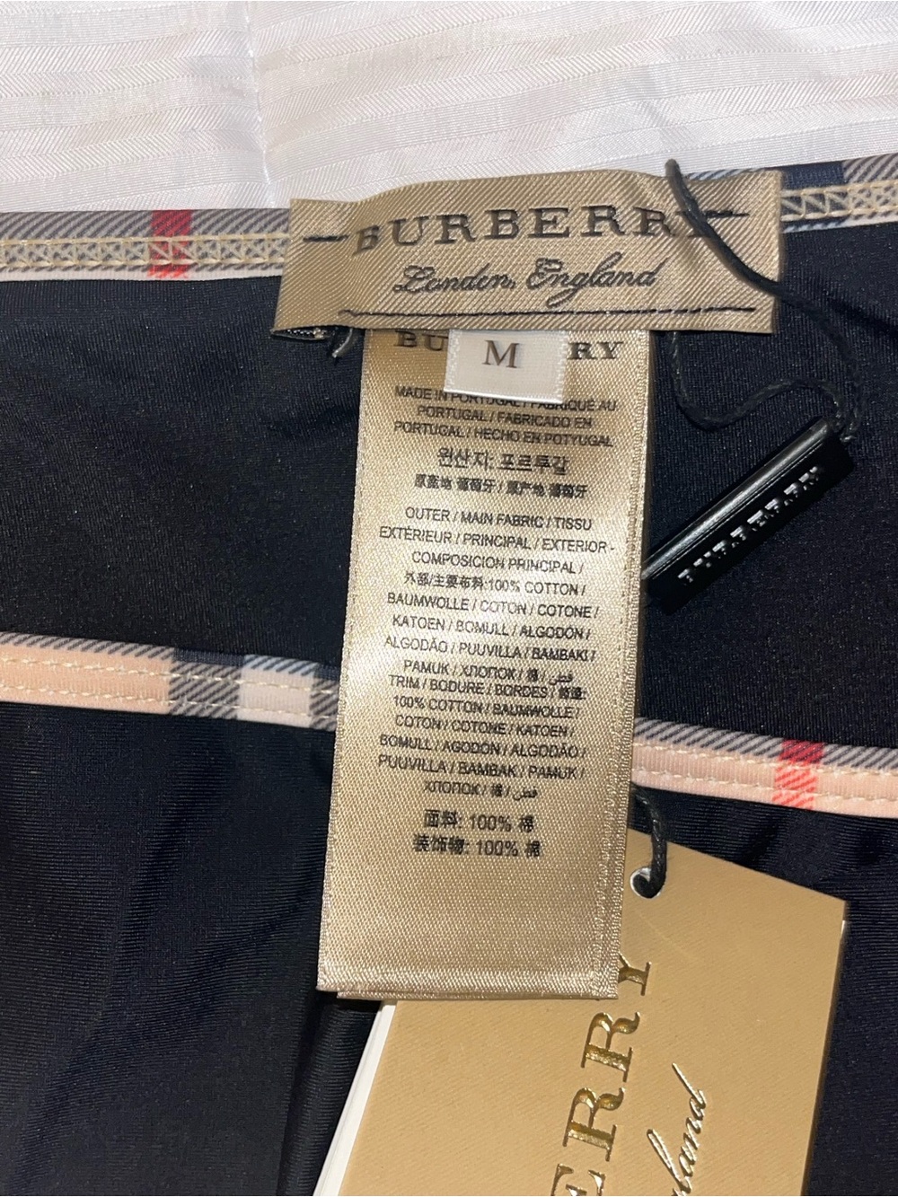 Burberry Plaid Trim Logo Black Triangle Halter Tie Side Bikini Set Size M NEW - Picture 5 of 9